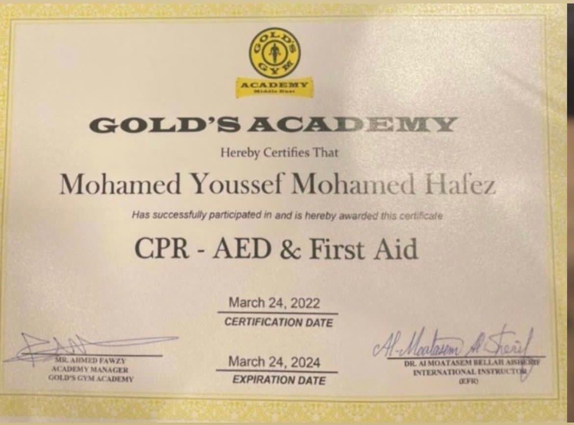 Coach Mohamed Youssef Hafez certificate 08 of 12